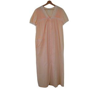 Vintage BARBIZON Women's Peach Blendaire Batiste Nightgown Housecoat M